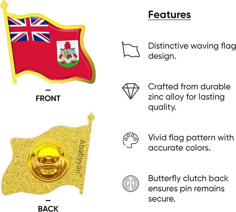 Ababyyan Bermuda Flag Lapel Pin - Enamel Metal National Badge | World Travel Souvenir Gifts for Men & Women | Country Flag Patriotic Brooch Bulk Pack of Pins for Hat, Tie, Clothes, Backpack (1pc) - Image 3